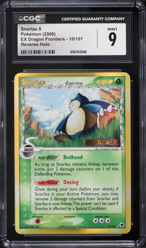 2006 Pokemon EX Dragon Frontiers Reverse Holo Snorlax #10 CGC 9 MINT