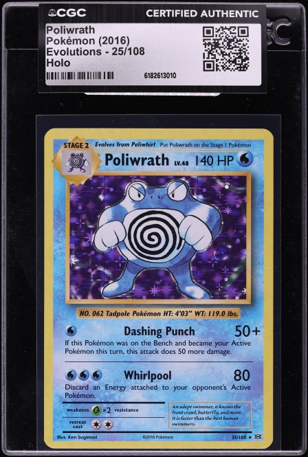 2016 Pokemon XY Evolutions Holo Poliwrath #25 CGC AUTH