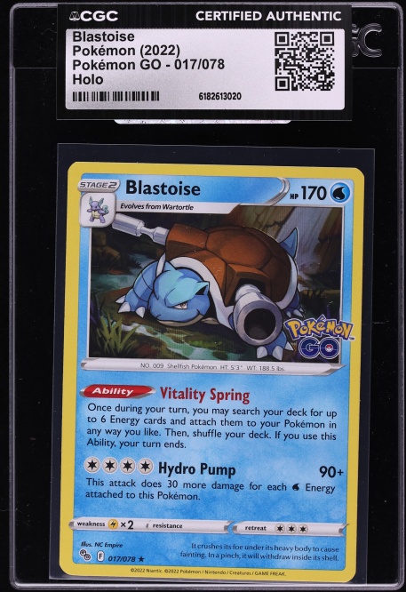 2022 Pokemon Sword & Shield Pokemon GO Holo Blastoise #17 CGC AUTH