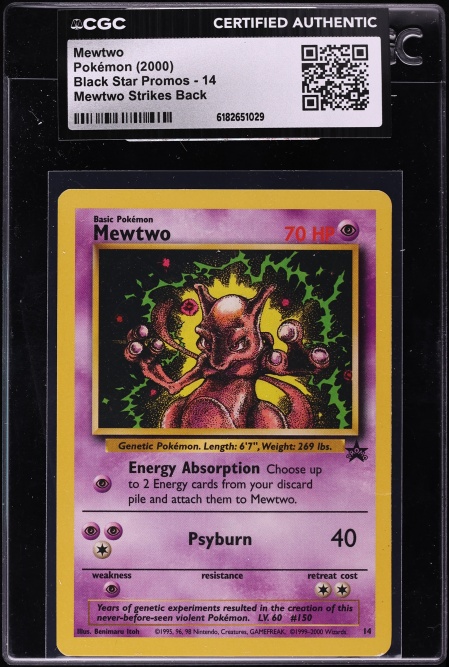 2000 Pokemon Movie Black Star Promo Mewtwo #14 CGC 9.5 MINT+ on