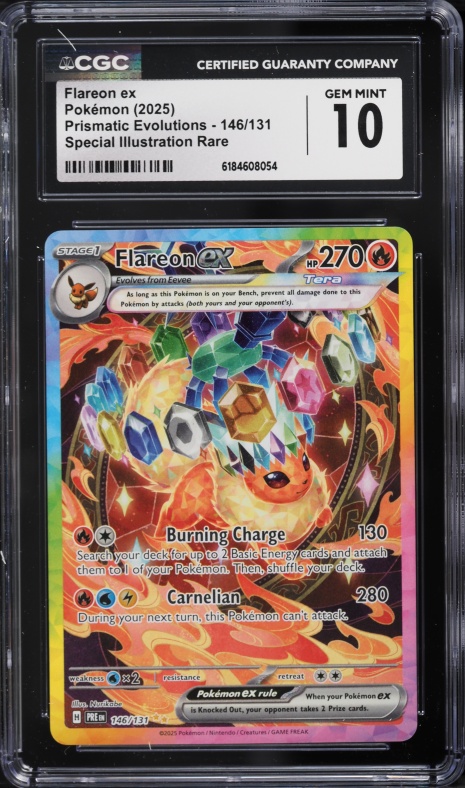 2025 Pokemon Scarlet & Violet Prismatic Evolutions SIR Flareon EX #146 CGC 10 GEM MINT