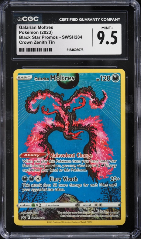 2023 Pokemon Sword & Shield Promo Crown Zenith Full Art Galarian Moltres #SWSH284 CGC 9.5 MINT+