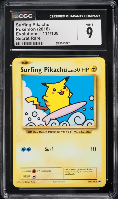1997 Pokemon Japanese Promo Corocoro Comics Glossy Surfing Pikachu