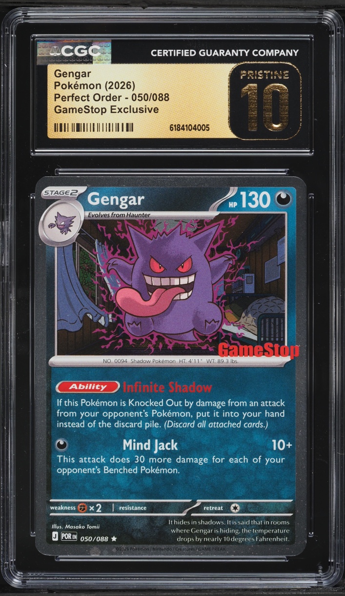 2026 Pokemon Mega Evolution Perfect Order GameStop Exclusive Gengar #50 CGC 10 PRISTINE