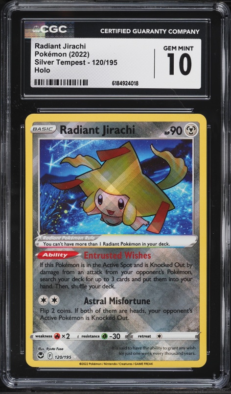 2022 Pokemon Sword & Shield Silver Tempest Holo Radiant Jirachi #120 CGC 10 GEM MINT