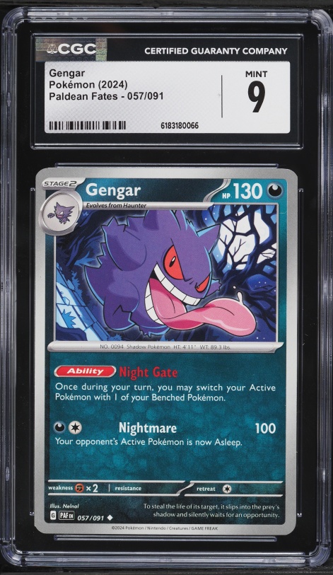 2024 Pokemon Scarlet & Violet Paldean Fates Gengar #57 CGC 9 MINT