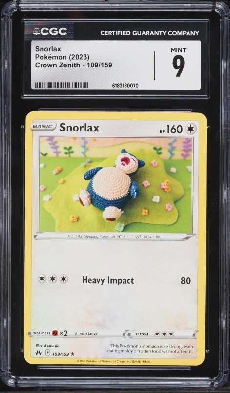 2023 Pokemon Sword & Shield Crown Zenith Snorlax #109 CGC 9 MINT