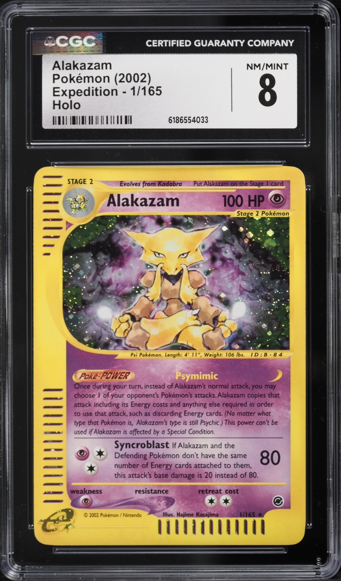 2002 Pokemon Expedition Holo Alakazam #1 CGC 8 NM-MT