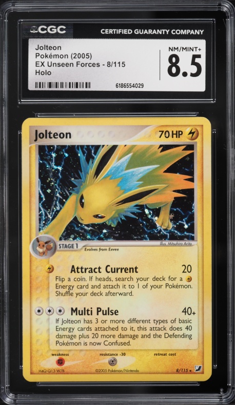 2005 Pokemon Ex Unseen Forces Holo Jolteon #8 PSA 6 EXMT on