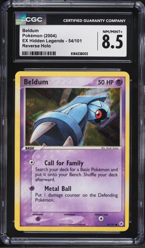 2004 Pokemon EX Hidden Legends Reverse Holo Beldum #54 CGC 8.5 NM-MT+