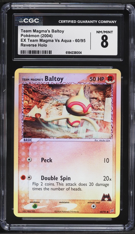 2004 Pokemon EX Team Magma Vs Aqua Reverse Holo Team Magma's Baltoy #60 CGC 8 NM-MT