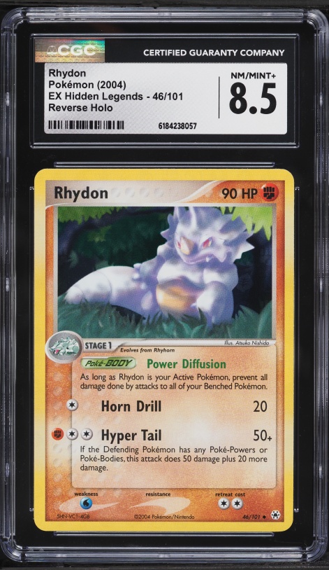 2004 Pokemon EX Hidden Legends Reverse Holo Rhydon #46 CGC 8.5 NM-MT+