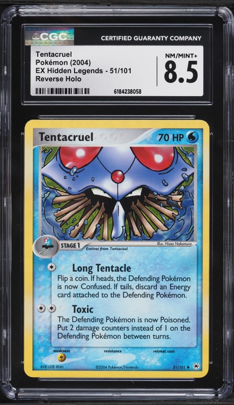 2004 Pokemon EX Hidden Legends Reverse Holo Tentacruel #51 CGC 8.5 NM-MT+