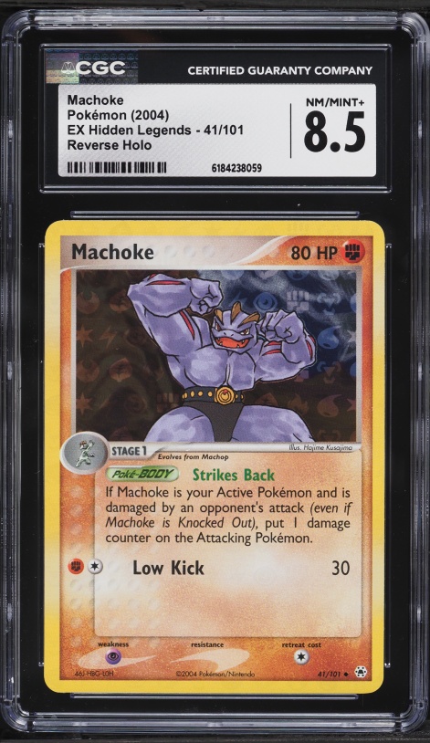 2004 Pokemon EX Hidden Legends Reverse Holo Machoke #41 CGC 8.5 NM-MT+