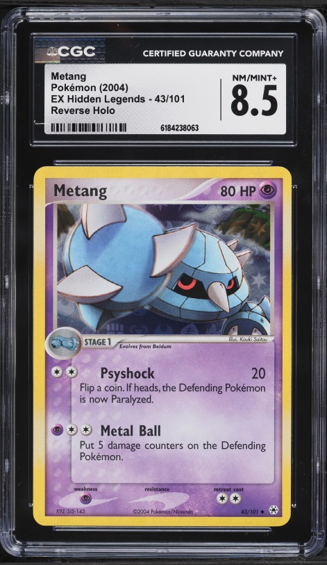 2004 Pokemon EX Hidden Legends Reverse Holo Metang #43 CGC 8.5 NM-MT+