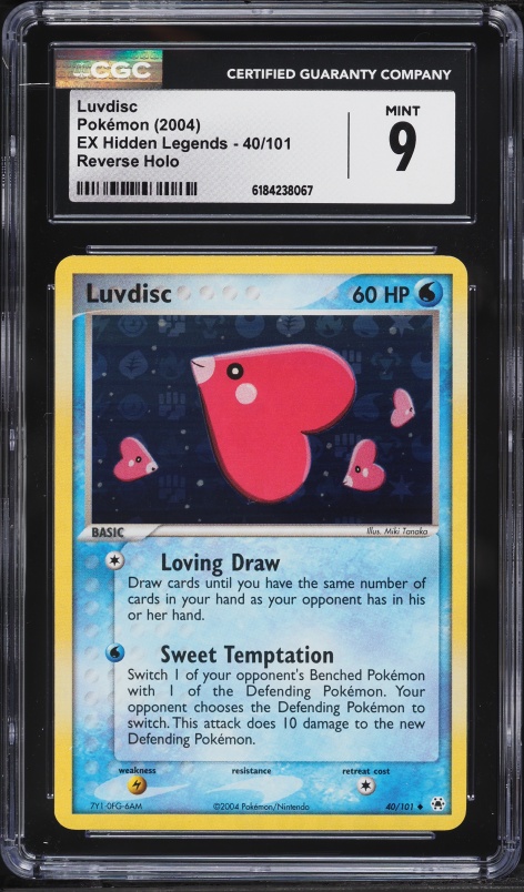 2004 Pokemon EX Hidden Legends Reverse Holo Luvdisc #40 CGC 9 MINT
