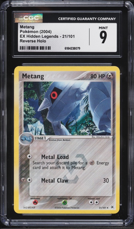 2004 Pokemon EX Hidden Legends Reverse Holo Metang #21 CGC 9 MINT