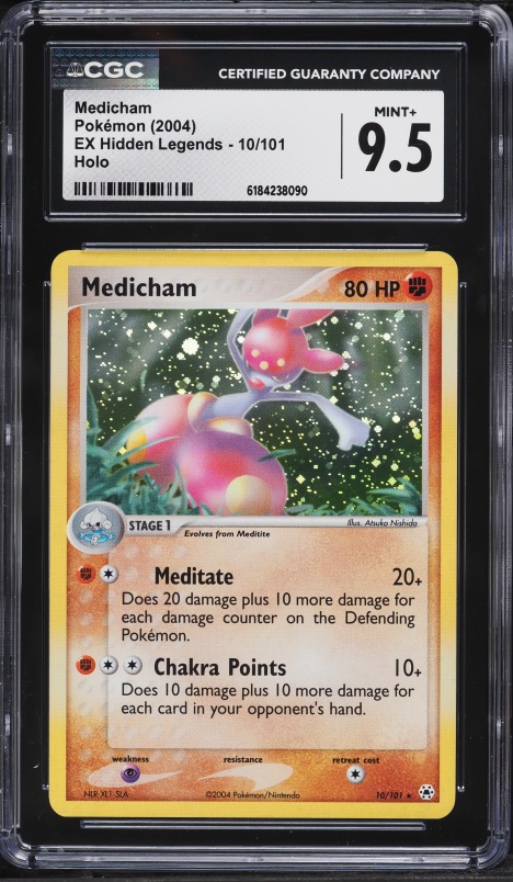 2004 Pokemon EX Hidden Legends Holo Medicham #10 CGC 9.5 MINT+
