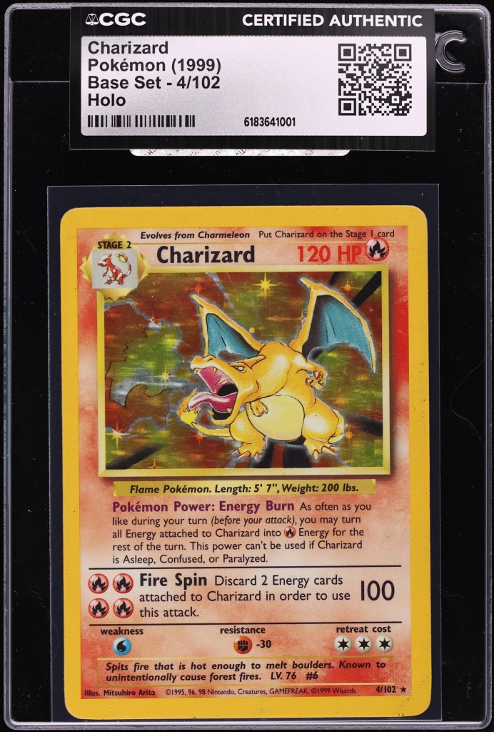 1999 Pokemon Base Set Holo Charizard #4 CGC AUTH