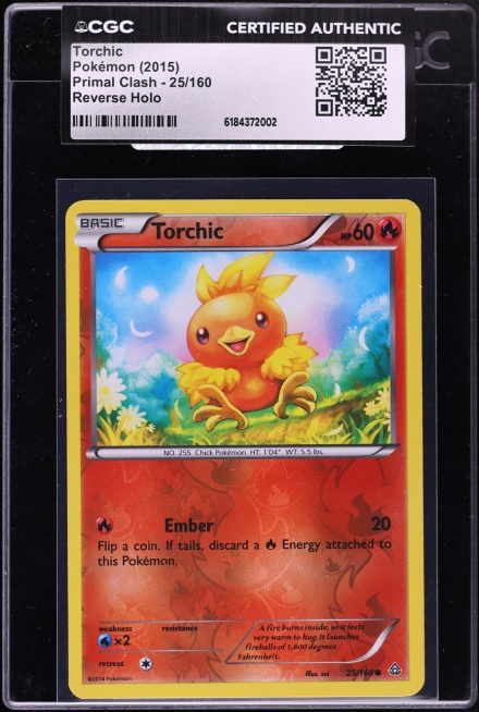 2015 Pokemon XY Primal Clash Reverse Holo Torchic #25 CGC AUTH