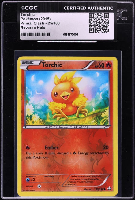 2015 Pokemon XY Primal Clash Reverse Holo Torchic #25 CGC AUTH