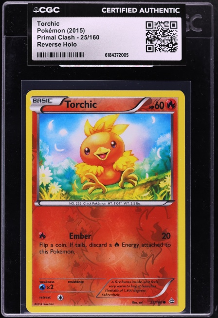 2015 Pokemon XY Primal Clash Reverse Holo Torchic #25 CGC AUTH