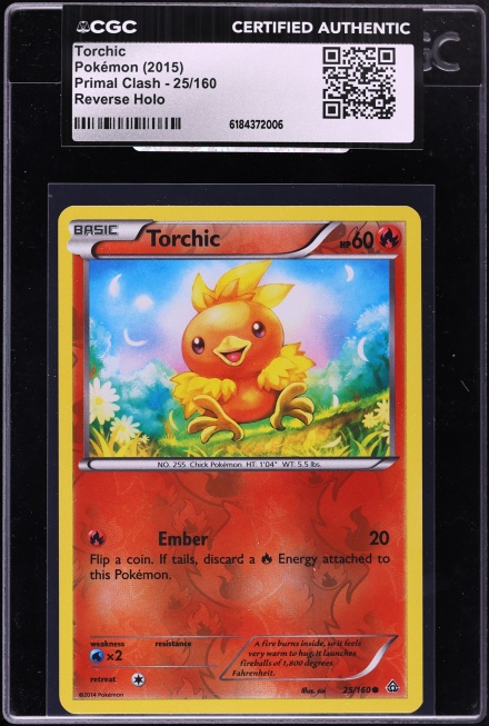2015 Pokemon XY Primal Clash Reverse Holo Torchic #25 CGC AUTH