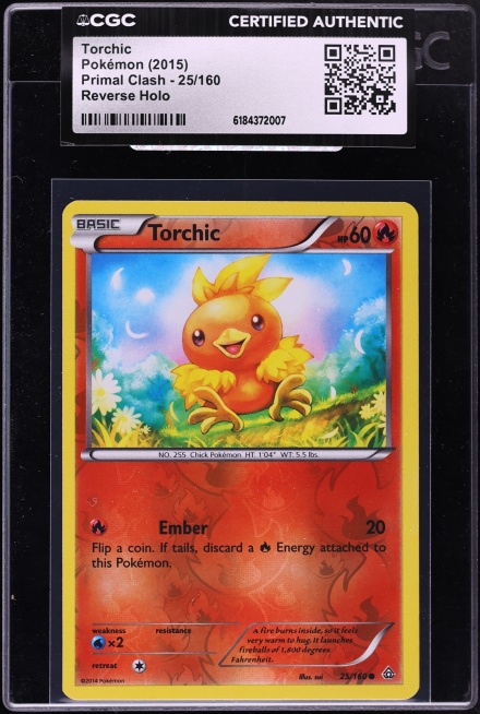 2015 Pokemon XY Primal Clash Reverse Holo Torchic #25 CGC AUTH