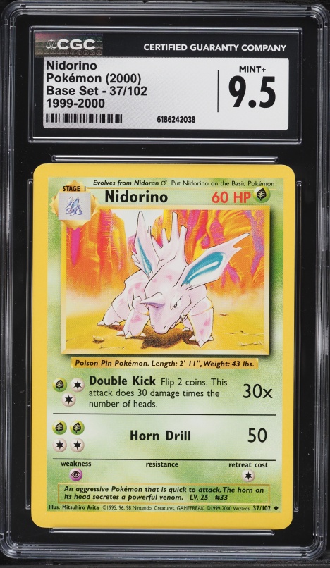 1995 nidorino pokemon card value - (37/102) [2G] Thrash (30+) Flip a coin Are these worth anything? They