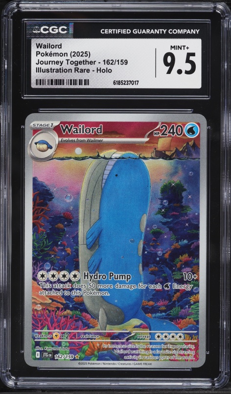2025 Pokemon Scarlet & Violet Journey Together IR Wailord #162 CGC 9.5 MINT+