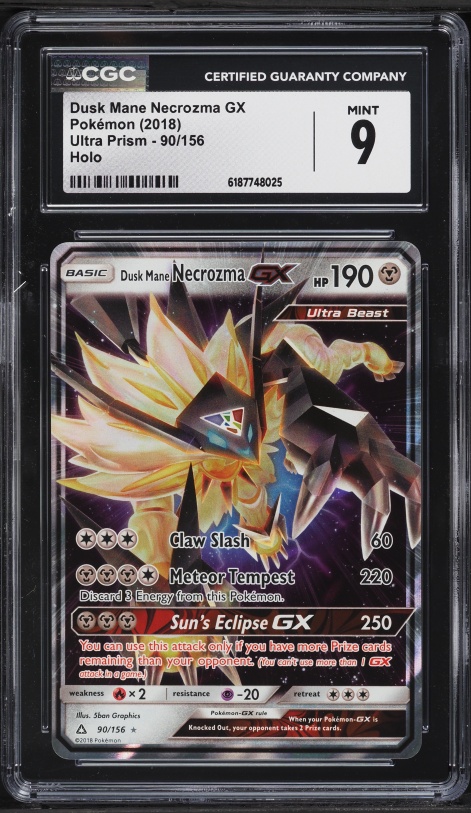 2018 Pokemon Sun & Moon Ultra Prism Dusk Mane Necrozma GX #90 CGC 9 MINT