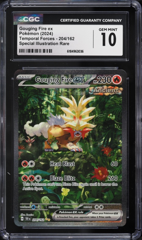 2024 Pokemon Scarlet & Violet Temporal Forces SIR Gouging Fire EX #204 CGC 10 GEM MINT