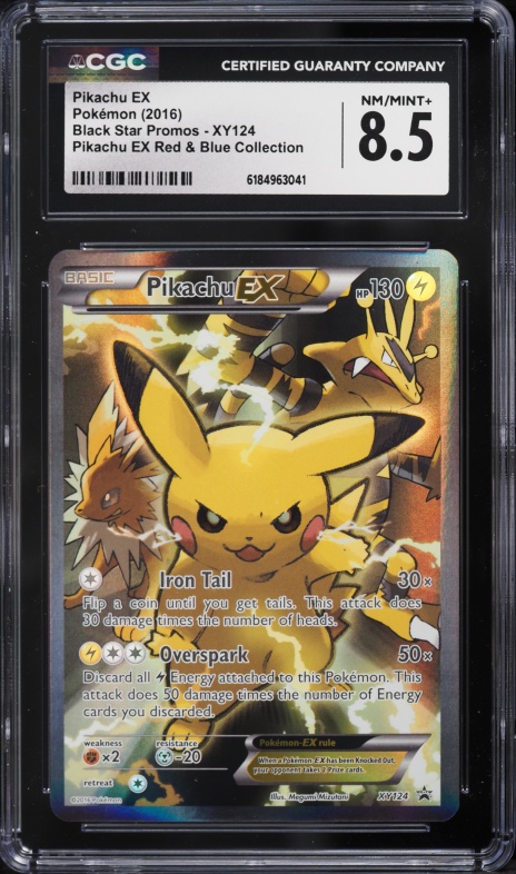 2016 Pokemon XY Promo Red & Blue Collection Full Art Pikachu EX #XY124 CGC 8.5 NM-MT+