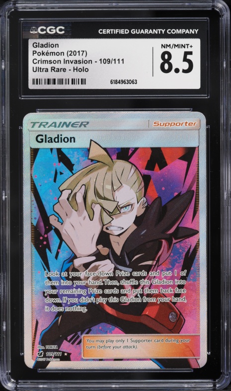 2017 Pokemon Sun & Moon Crimson Invasion Full Art Gladion #109 CGC 8.5 NM-MT+
