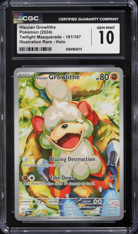 2024 Pokemon Scarlet & Violet Twilight Masquerade IR Hisuian Growlithe #181 CGC 10 GEM MINT