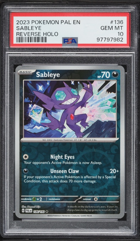 2023 Pokemon Paldea Evolved Reverse Holo Sableye #136 PSA 10 GEM MINT