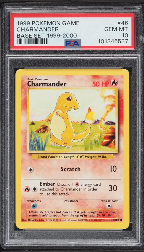 1999 Pokemon Base Set Shadowless Charmander #46 PSA 10 GEM MINT