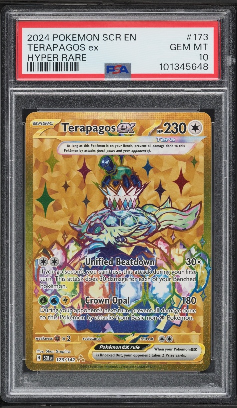 2024 Pokemon Scarlet & Violet Stellar Crown Gold Rare Terapagos Ex #173 PSA 10 GEM MINT