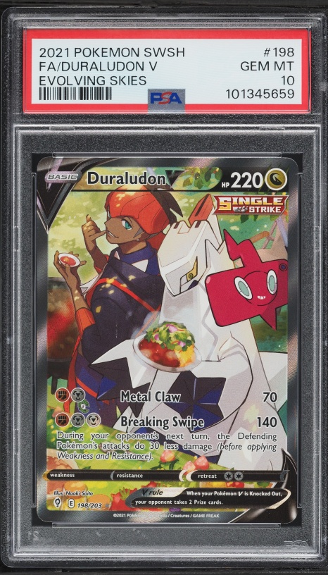 2021 Pokemon Sword & Shield Evolving Skies Full Art Duraludon V #198 PSA 10 GEM MINT