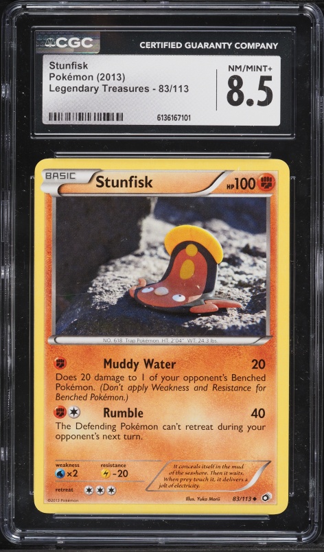 2013 Pokemon Legendary Treasures Stunfisk #83 CGC 8.5 NM-MT+