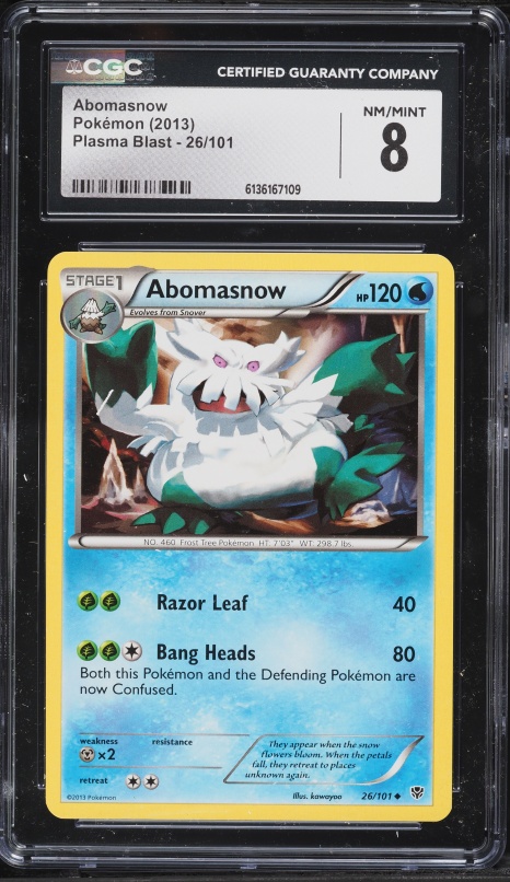 2013 Pokemon Plasma Blast Abomasnow #26 CGC 8 NM-MT