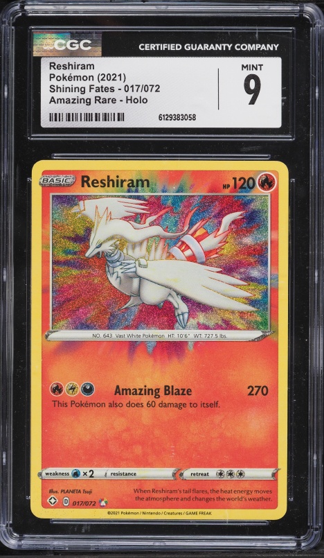 2021 Pokemon Sword & Shield Shining Fates AR Reshiram #17 CGC 9 MINT