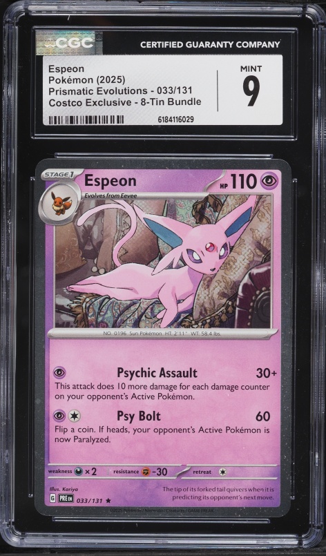 2025 Pokemon Scarlet & Violet Prismatic Evolutions Costco Exclusive Espeon #33 CGC 9 MINT