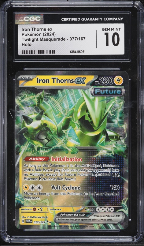 2024 Pokemon Scarlet & Violet Twilight Masquerade Holo Iron Thorns Ex #77 CGC 10 GEM MINT