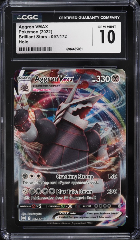 2022 Pokemon Sword & Shield Brilliant Stars Full Art Aggron VMAX #97 CGC 10 GEM MINT