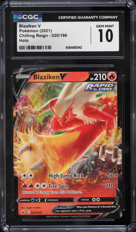 2021 Pokemon Sword & Shield Chilling Reign Full Art Blaziken V #20 CGC 10 GEM MINT