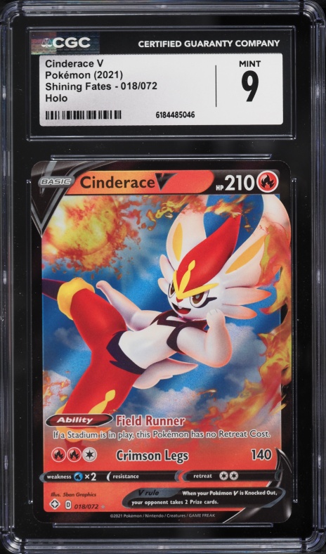 2021 Pokemon Sword & Shield Shining Fates Holo Cinderace V #18 CGC 9 MINT