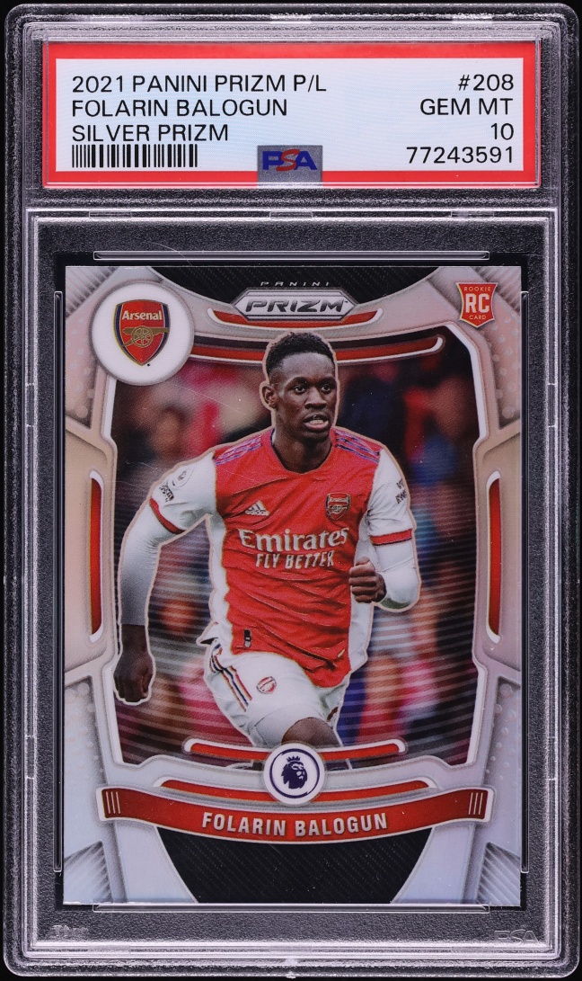 2021 Panini Prizm Premier League Silver Folarin Balogun ROOKIE #208 PSA 10 GEM MINT