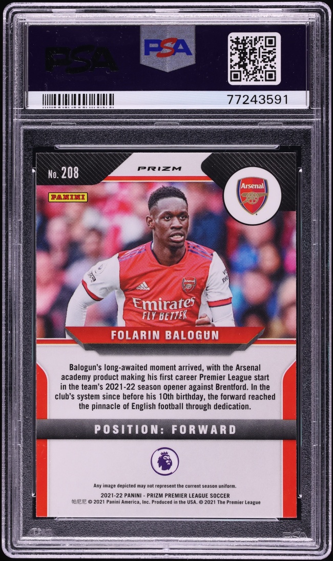 2021 Panini Prizm Premier League Silver Folarin Balogun ROOKIE #208 PSA 10 GEM MINT