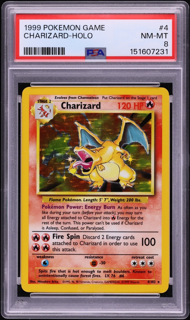 1999 Pokemon Base Set Holo Charizard #4 PSA 8 NM-MT